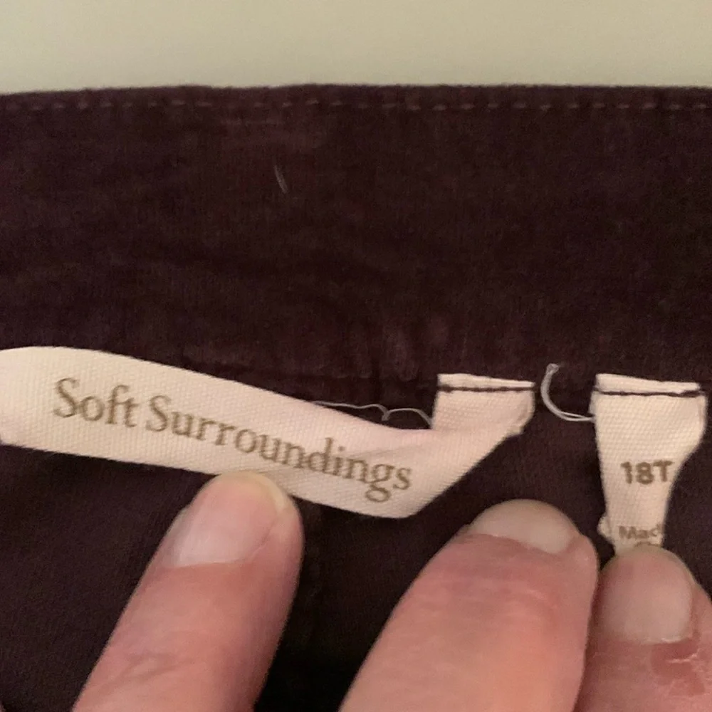 Soft Surroundings Velvet Straight Leg Pants Size 18T